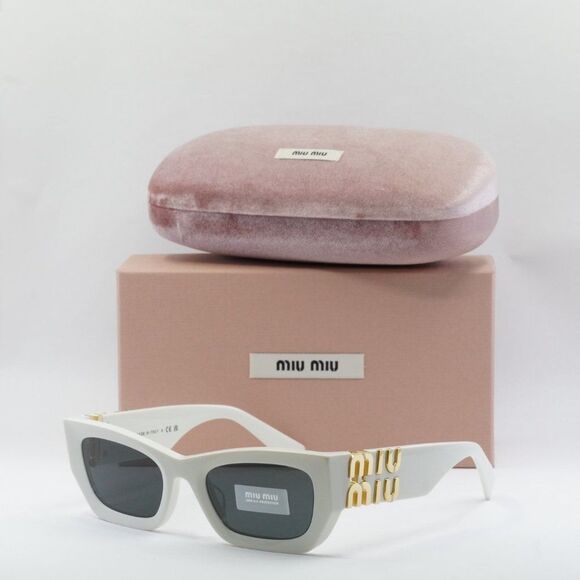 NEW MIU MIU MU09WS 1425S0 WHITE DARK GREY SUNGLASSES - Picture 15 of 15